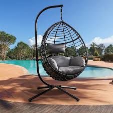 Black Metal Outdoor Egg Swing Chair
