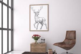 Deer Icon Sketch Wall Art Digital