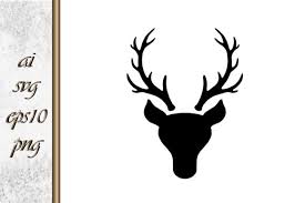 Antlers Elk Or Deer Icon Xmas Stencil