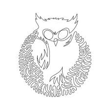 Line Drawing Of Cute Owl Abstract Art