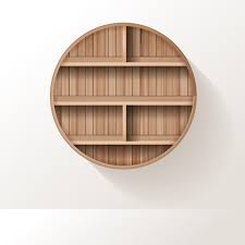 Wooden Shelves Mock Up Empty Shelf