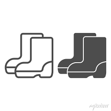 Rubber Boots Line And Solid Icon Farm
