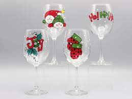 Painted Wine Glasses Set Of