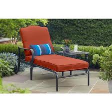 Hampton Bay Laurel Oaks Black Steel Outdoor Patio Chaise Lounge With Cushionguard Quarry Red Cushions