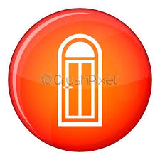 Closed Wooden Door Icon Flat Style