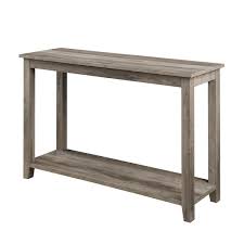 47 5 In Grey Wash Wood Simple Rectangle Composite Console Table With Lower Shelf