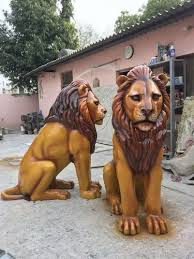 Fiber Lion Statue For Interior Decor