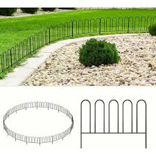 Oumilen Decorative Garden Fence 18 Panels Animal Barrier 12 7in H X 26ft L Black Metal Wire No Dig Fencing