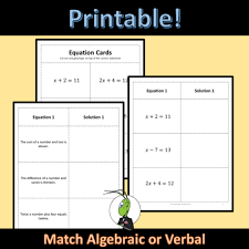 Solving Equations Sorting Activity