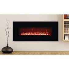 50 In Led Wall Mounted Electric Fireplace With Crystal Flame Effect In Black
