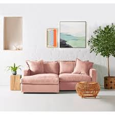 Linen Upholstered L Shaped Chaise Sofa