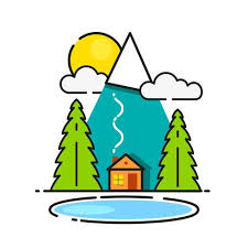 Log Cabin In The Woods Vector Icon