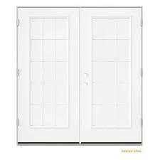 72 In X 80 In White Painted Steel Left Hand Inswing 15 Lite Glass Active Stationary Patio Door