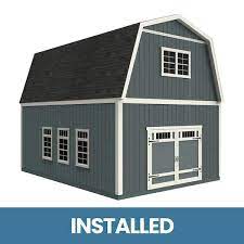 Wood Storage Shed With Black Shingles