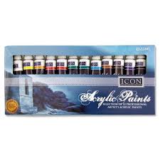 12x12ml Acrylic Paints By Icon Art