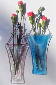 Blue Or Pink Fused Glass Bud Vase