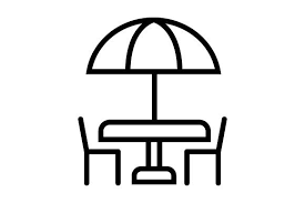Street Cafe Umbrella Table Chair Icon