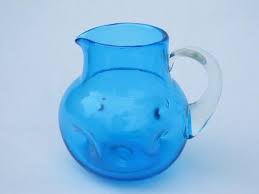 Pinch Dimpled Hand Blown Glass Pitcher
