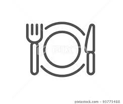 Restaurant Food Line Icon Dinner Sign