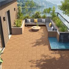 Yaheetech 12 X 12 Fir Wood Flooring Tiles Indoor And Outdoor For Patio Garden Deck Poolside Balcony Natural Wood