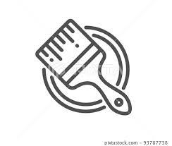 Paint Brush Line Icon Wall Paintbrush