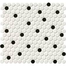 Black Glossy Penny Round Mosaic Tile