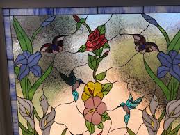 Iris Stained Glass Window Panel Ready