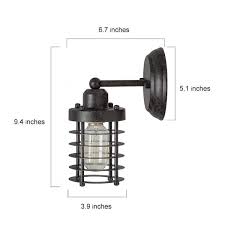 Lnc A03481 Farmhouse Rustic Black Metal Wall Sconce With Open Drum Cage Shade Vintage Industrial Wall Lamp Mini Wall Light 1 Pack