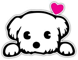 Cute Puppy Dog Drawing Love Heart Vinyl