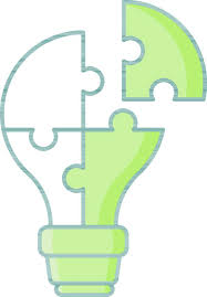 Green And White Color Puzzle Bulb Icon