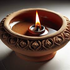 Handcrafted Clay Oil Lamp With Low