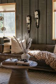 Living Room With Brown Furniture