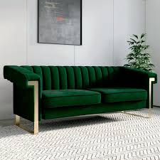 Reflect Style 84 In Square Arm 3 Seater Sofa In Green