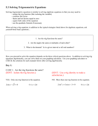 5 3 Solving Trigonometric Equations