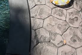 Random Stone Stamped Concrete Around A