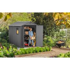Keter Darwin 6 X 8 Foot Outdoor Shed For Garden Accessories And Tools Gray