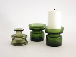 Vintage Dansk Green Glass Candle