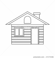 Wooden Log House Icon Outline Style