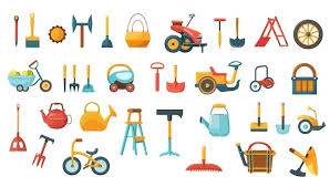 Farm Tool Equipment Icon Set Cartoon Style