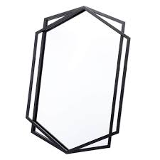 Luxenhome Black Metal Hexagon Frame Wall Accent Mirror