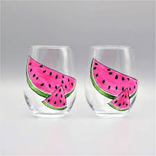 Painted Watermelon Wine Glasses Painted