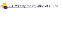 Equation Slope Intercept Form