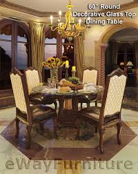 60 Round Decorative Glass Top Dining Table