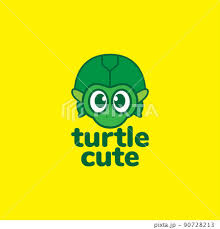 Tiny Green Turtle Cute Logo Design