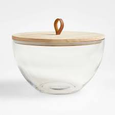 Round Glass Bowl With Wooden Lid
