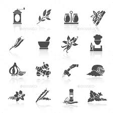 Spices Icons Black Vector Icons Art