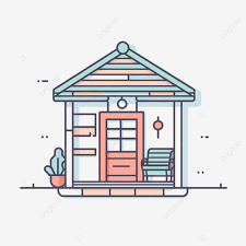 Linear Style Vector Ilration Porch
