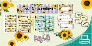 Sunflower Classroom Organisation Decor