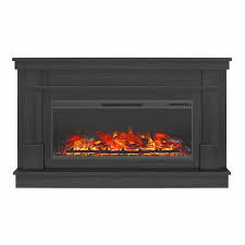 Ameriwood Home Elmcroft Wide Mantel With Linear Electric Fireplace Black Oak