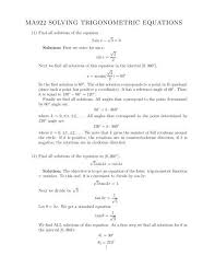 Ma922 Solving Trigonometric Equations